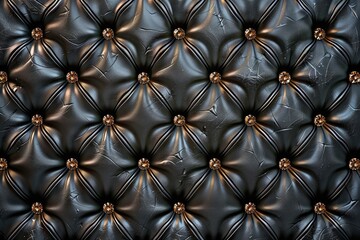 Fototapeta premium Black Buttoned luxury leather pattern with diamonds and gemstones. Useful as luxury pattern