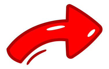 Red curve arrow doodle icon. Arrow cartoon illustration © Maxim Filitov