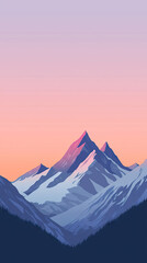 Serene Mountain Peaks Bathed in the Soft Glow of a Twilight Sky
