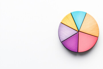 Fototapeta premium Colorful pie chart segment on a white background, perfect for illustrating data visualization concepts or design ideas.