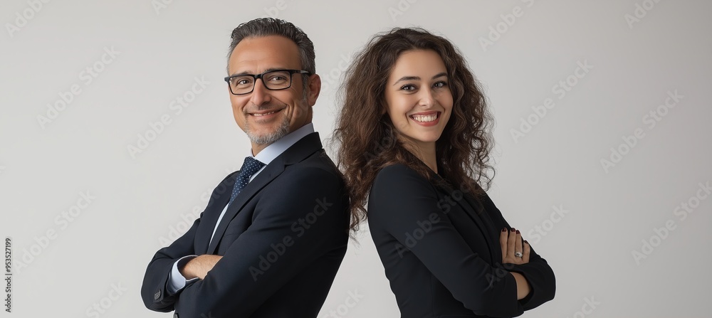 Aufkleber a diverse group of dedicated professionals stands confidently back to back, symbolizing their powerf