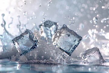 Ice Cube  Ice Cubes In Splashing   Cold And Refreshment