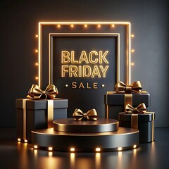 Realistic 3d black friday background