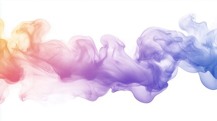 Colorful pastel smoke background with soft pink, purple, blue, and orange hues, creating a dreamy cloud of paint. This abstract banner captures the fluid movement of liquid ink in water, blending gent