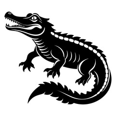 Alligator Black silhouette vector illustration Isolated on a white background