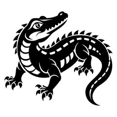 Alligator Black silhouette vector illustration Isolated on a white background
