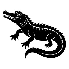 Alligator Black silhouette vector illustration Isolated on a white background