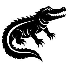 Alligator Black silhouette vector illustration Isolated on a white background