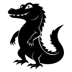 Alligator Black silhouette vector illustration Isolated on a white background
