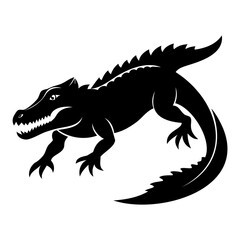 Alligator Black silhouette vector illustration Isolated on a white background