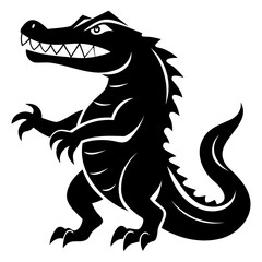 Alligator Black silhouette vector illustration Isolated on a white background