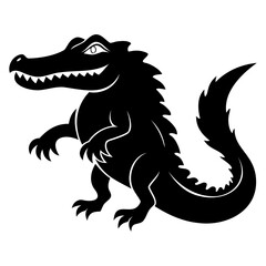 Alligator Black silhouette vector illustration Isolated on a white background