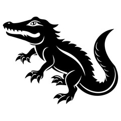 Alligator Black silhouette vector illustration Isolated on a white background