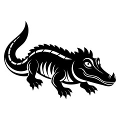 Alligator Black silhouette vector illustration Isolated on a white background