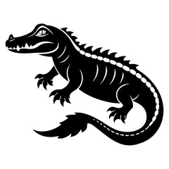 Alligator Black silhouette vector illustration Isolated on a white background