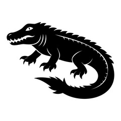 Alligator Black silhouette vector illustration Isolated on a white background
