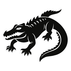 Alligator Black silhouette vector illustration Isolated on a white background