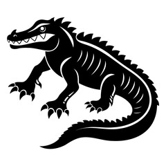 Alligator Black silhouette vector illustration Isolated on a white background