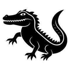 Alligator Black silhouette vector illustration Isolated on a white background