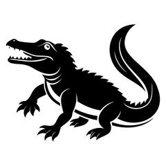 Alligator Black silhouette vector illustration Isolated on a white background