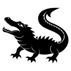 Alligator Black silhouette vector illustration Isolated on a white background
