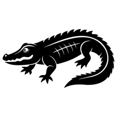 Alligator Black silhouette vector illustration Isolated on a white background