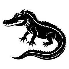 Alligator Black silhouette vector illustration Isolated on a white background