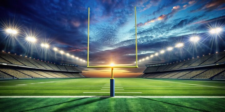 Goal posts standing tall on an American football field , American football, field, sports, game, goal, posts