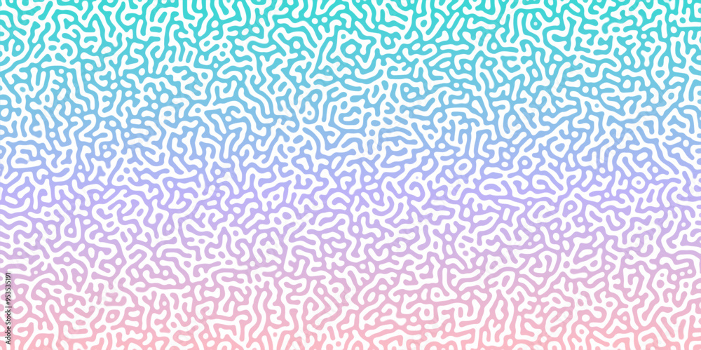 Poster Abstract Reaction-diffusion or Turing pattern natural texture in coral blue gradient colour scheme. Linear design with biological shapes. Organic lines in memphis. abstract turing organic wallpaper.	