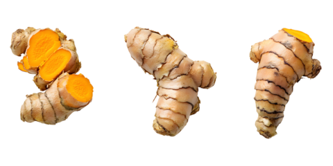 Turmeric Root  Sliced  Isolated  Yellow  Spice  Ingredient  Organic
