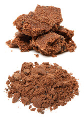 brown sugar on white background