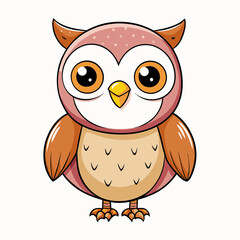 Naklejka premium Baby owl bird charactor watercolour drawing