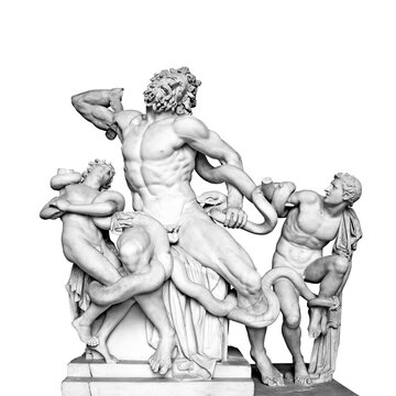 Ancient statue of Laocoon and his sons isolated