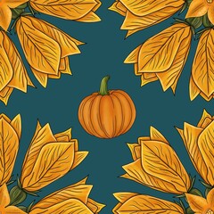 Pumpkin Flowers and Vine: An Elegant Pattern
