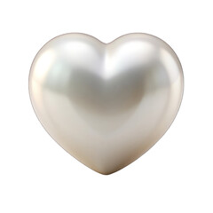 White pearl heart shape isolated on transparent background