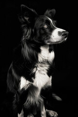 Fototapeta premium portrait studio photograph of border collie black and white