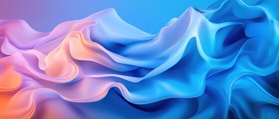 Fototapeta premium A vibrant abstract wave pattern featuring smooth gradients of blue and pink colors, creating a serene and modern visual experience.