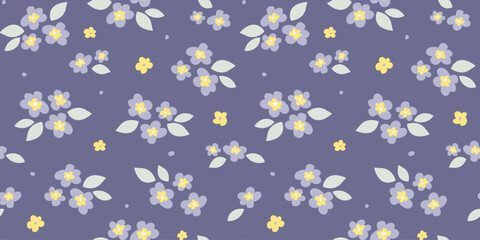 Seamless simple pattern with simple floral design. Summer abstract bloom print. Vector graphics.