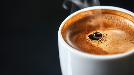 A close-up of a steaming cup of coffee with rich aroma, perfect for showcasing warmth and comfort in beverages.