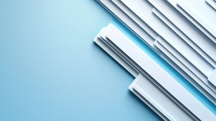 Abstract design featuring layered white strips on a soft blue background, ideal for modern art or business themes.