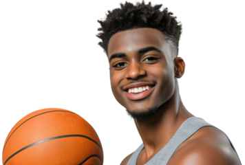 African American basketball player, a young man and sport athlete, in action during a game, with professional motion and training, in a competition setting