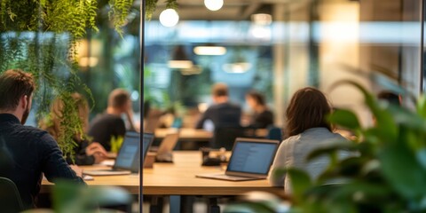 Obraz premium Dynamic Business Collaboration in a Modern Office Space is essential for fostering teamwork, enhancing communication, and boosting productivity in todays fastpaced corporate environment