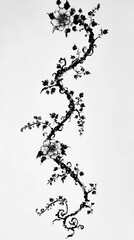 Black and White Floral Branch Illustration