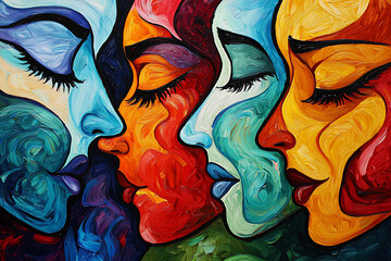 Obraz premium Expressive features merge with a smooth gradient of colors