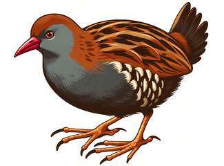 Fototapeta premium Crake bird against white background 
