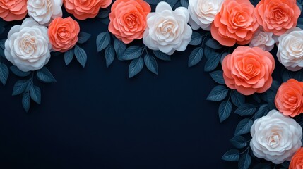 Beautiful arrangement of roses in shades of pink and white against a dark background, perfect for floral designs and backgrounds.