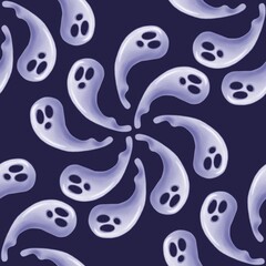 Fototapeta premium Ghostly Halloween Spirits Pattern Design 