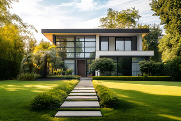 Fototapeta premium PNG Modern minimalist house exterior