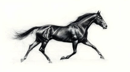 Black Horse Running Sketch