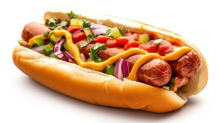 Delicious hot dog with sausage